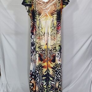 Style & Co. Black and White Sleeveless V-Neck Maxi Sundress (3X)